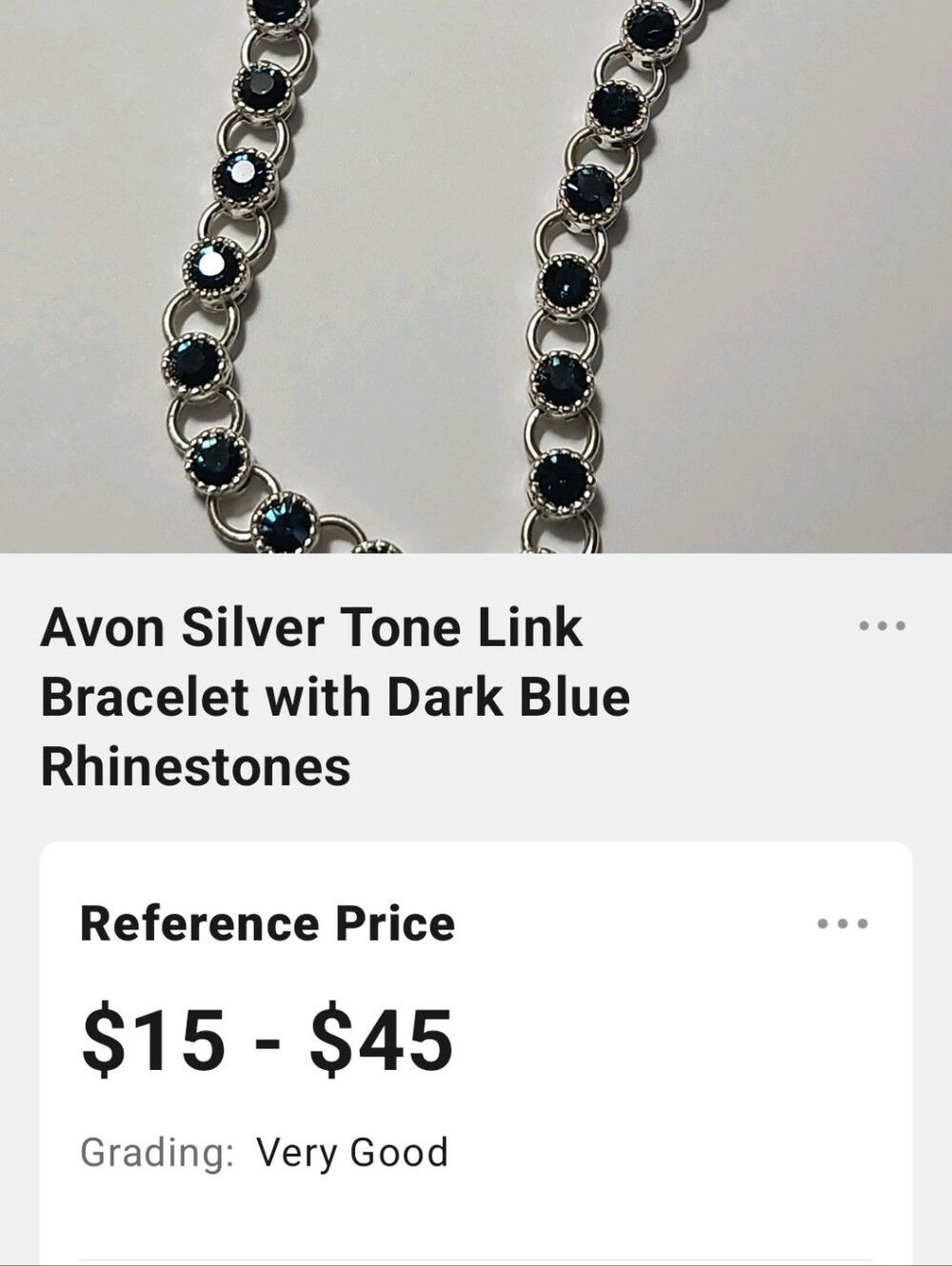 Avon Silver-Tone Bracelet with Navy Blue Stones